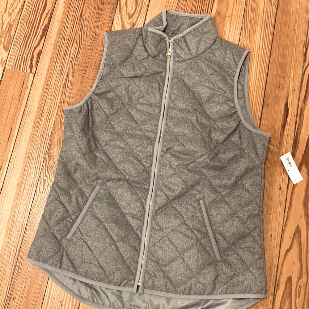 Women's Quilted Grey Zip-Front Vest